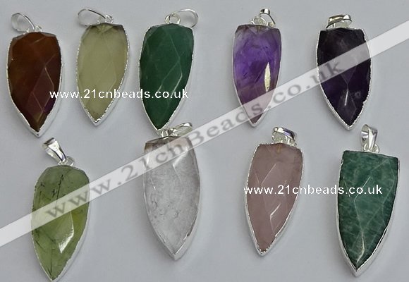 NGP6115 12*35mm - 15*40mm arrowhead mixed gemstone pendants