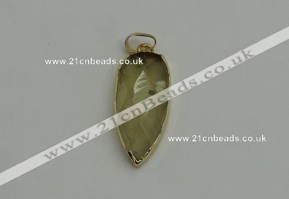 NGP6118 12*35mm - 15*40mm arrowhead lemon quartz pendants