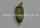 NGP6119 12*35mm - 15*40mm arrowhead green rutilated quartz pendants