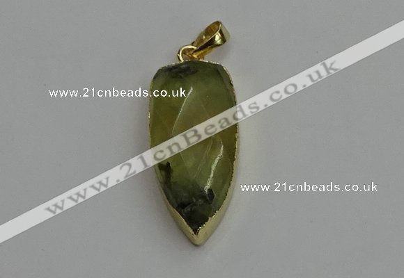 NGP6119 12*35mm - 15*40mm arrowhead green rutilated quartz pendants