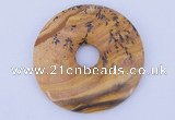 NGP612 5pcs 6*50mm picture jasper gemstone donut pendants wholesale