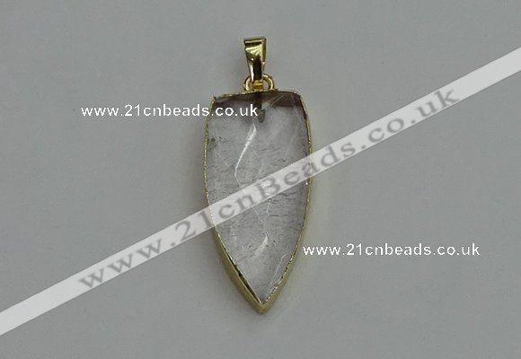 NGP6120 12*35mm - 15*40mm arrowhead white crystal pendants