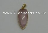 NGP6121 12*35mm - 15*40mm arrowhead rose quartz pendants