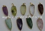 NGP6125 15*40mm arrowhead mixed gemstone pendants wholesale