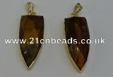 NGP6126 12*35mm - 15*40mm arrowhead yellow tiger eye pendants