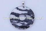 NGP614 5pcs 6*41mm black zebra jasper with brass setting donut pendants