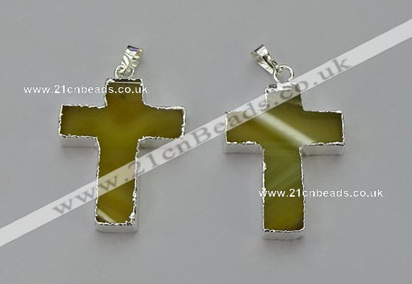 NGP6157 25*40mm - 30*40mm cross agate gemstone pendants