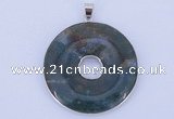 NGP616 5pcs 6*41mm moss agate with brass setting donut pendants