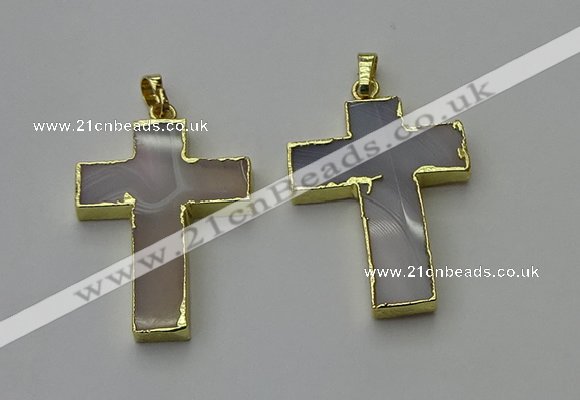 NGP6166 25*40mm - 30*40mm cross agate gemstone pendants