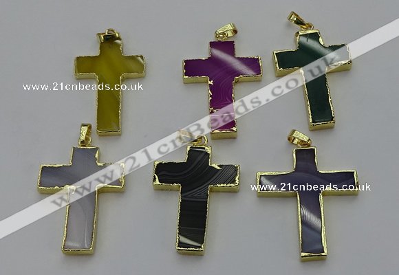 NGP6174 25*40mm - 30*40mm cross agate gemstone pendants