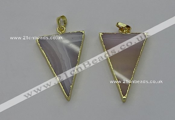 NGP6176 25*35mm - 30*40mm triangle agate gemstone pendants