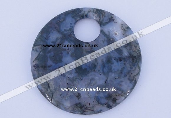 NGP618 5pcs 6*50mm moss agate gemstone donut pendants