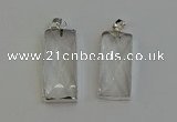 NGP6180 14*30mm - 15*38mm faceted rectangle white crystal pendants