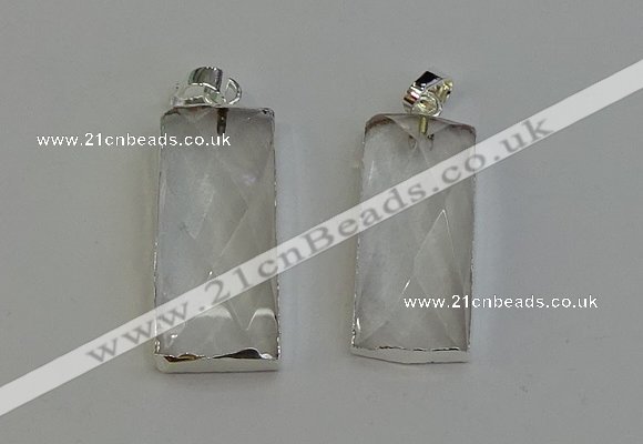 NGP6180 14*30mm - 15*38mm faceted rectangle white crystal pendants