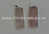 NGP6181 14*30mm - 15*38mm faceted rectangle rose quartz pendants