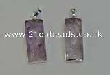 NGP6182 14*30mm - 15*38mm faceted rectangle light amethyst pendants