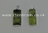 NGP6184 14*30mm - 15*38mm faceted rectangle green rutilated quartz pendants