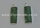 NGP6185 14*30mm - 15*38mm faceted rectangle green aventurine pendants