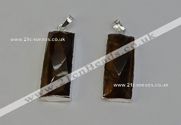 NGP6187 14*30mm - 15*38mm faceted rectangle yellow tiger eye pendants