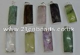 NGP6195 14*30mm - 15*38mm faceted rectangle mixed gemstone pendants