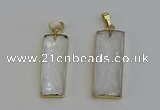 NGP6198 14*30mm - 15*38mm faceted rectangle white crystal pendants