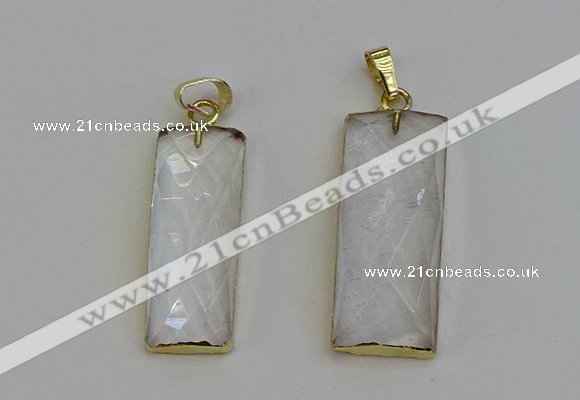 NGP6198 14*30mm - 15*38mm faceted rectangle white crystal pendants