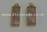 NGP6199 14*30mm - 15*38mm faceted rectangle rose quartz pendants