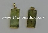 NGP6202 14*30mm - 15*38mm faceted rectangle green rutilated quartz pendants