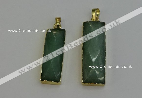 NGP6203 14*30mm - 15*38mm faceted rectangle green aventurine pendants