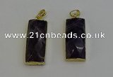 NGP6206 14*30mm - 15*38mm faceted rectangle amethyst pendants