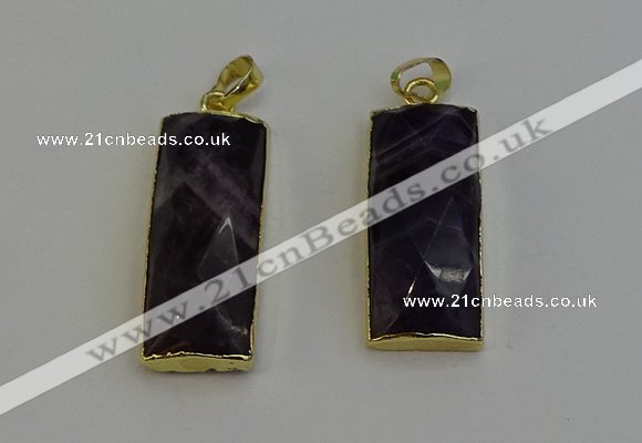 NGP6206 14*30mm - 15*38mm faceted rectangle amethyst pendants