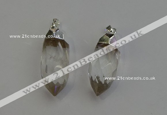 NGP6218 12*28mm - 15*30mm faceted bullet white crystal pendants