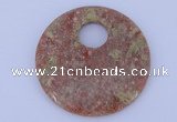 NGP622 5pcs 6*50mm Chinese unakite gemstone donut pendants