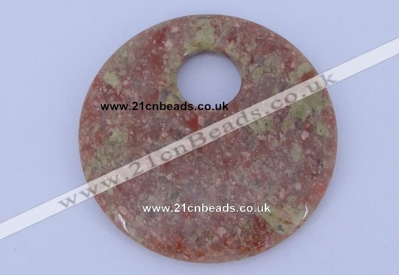 NGP622 5pcs 6*50mm Chinese unakite gemstone donut pendants