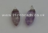 NGP6220 12*28mm - 15*30mm faceted bullet amethyst pendants