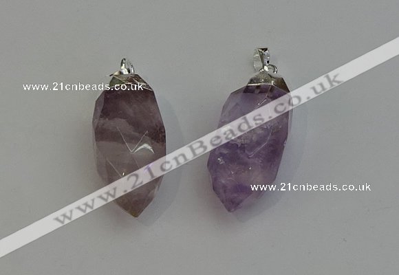 NGP6220 12*28mm - 15*30mm faceted bullet amethyst pendants