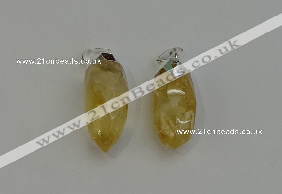 NGP6221 12*28mm - 15*30mm faceted bullet citrine pendants