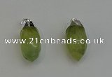 NGP6223 12*28mm - 15*30mm faceted bullet green rutilated quartz pendants