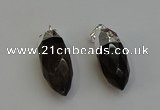 NGP6224 12*28mm - 15*30mm faceted bullet smoky quartz pendants