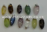 NGP6230 12*28mm - 15*30mm faceted bullet mixed gemstone pendants