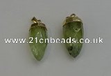 NGP6239 12*28mm - 15*30mm faceted bullet green rutilated quartz pendants