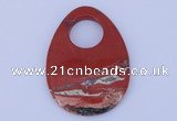 NGP624 5pcs 45*62mm flat teardrop red jasper gemstone pendants