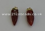 NGP6242 12*28mm - 15*30mm faceted bullet red rabbit hair pendants