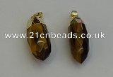 NGP6243 12*28mm - 15*30mm faceted bullet yellow tiger eye pendants