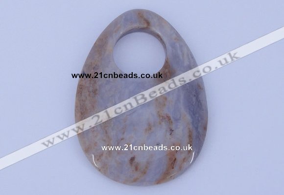 NGP625 5pcs 45*62mm flat teardrop purple agate gemstone pendants