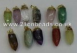 NGP6250 12*28mm - 15*30mm faceted bullet mixed gemstone pendants