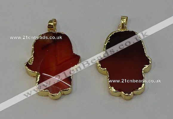 NGP6257 22*40mm - 25*45mm hamsahand agate gemstone pendants