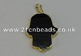 NGP6261 22*40mm - 25*45mm hamsahand agate gemstone pendants