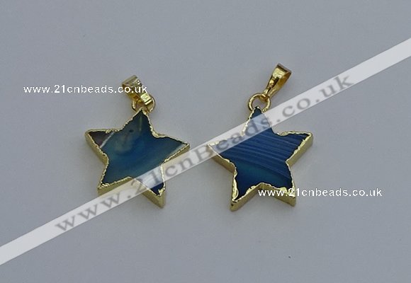 NGP6270 20mm star agate gemstone pendants wholesale