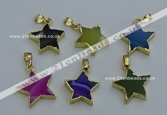 NGP6273 20mm star agate gemstone pendants wholesale